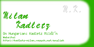 milan kadletz business card